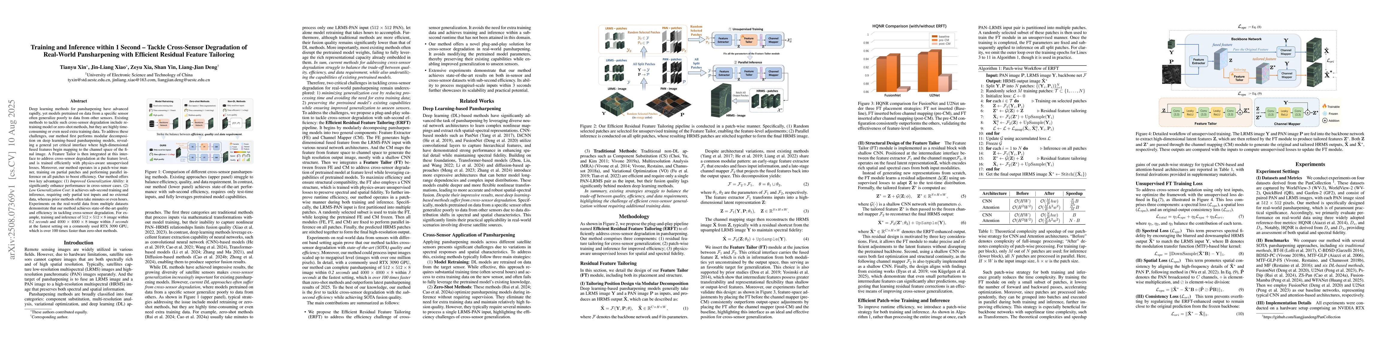 Thumbnail for Training and Inference within 1 Second -- Tackle Cross-Sensor
  Degradation of Real-World Pansharpening with Efficient Residual Feature
  Tailoring