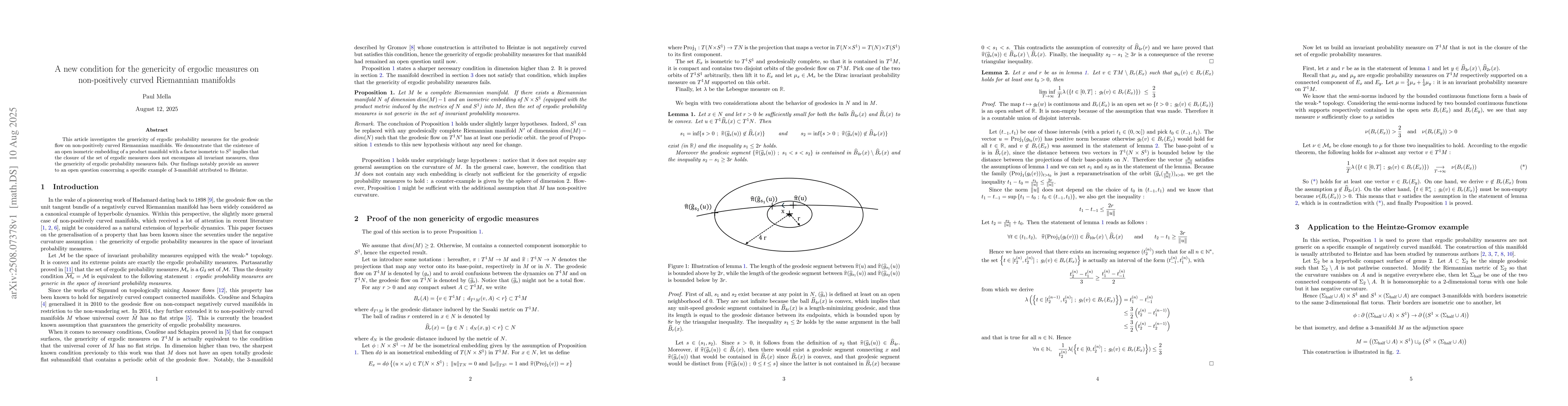 Thumbnail for A new condition for the genericity of ergodic measures on non-positively
  curved Riemannian manifolds