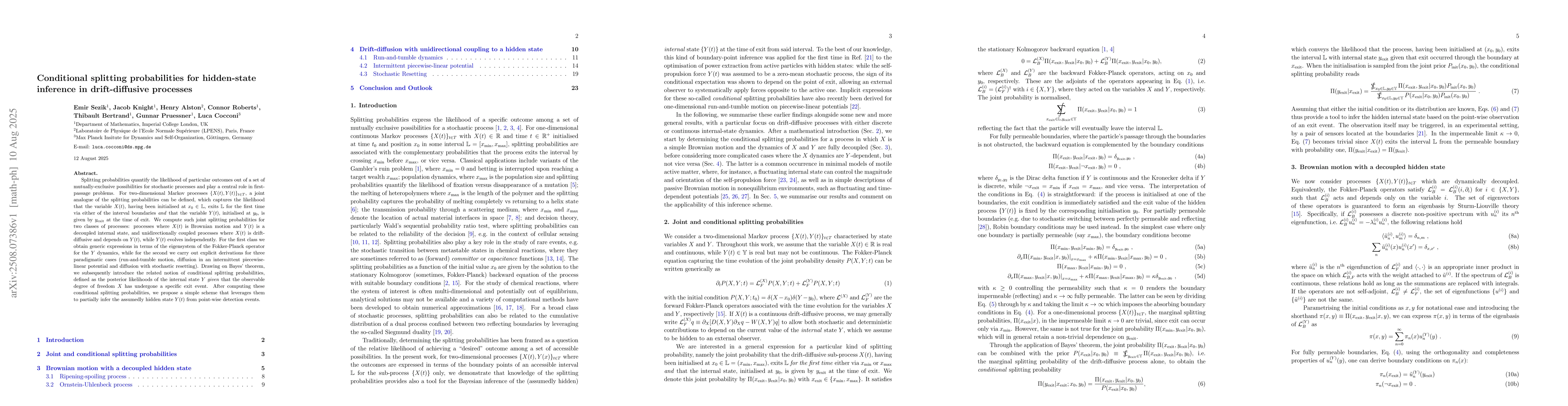 Thumbnail for Conditional splitting probabilities for hidden-state inference in
  drift-diffusive processes