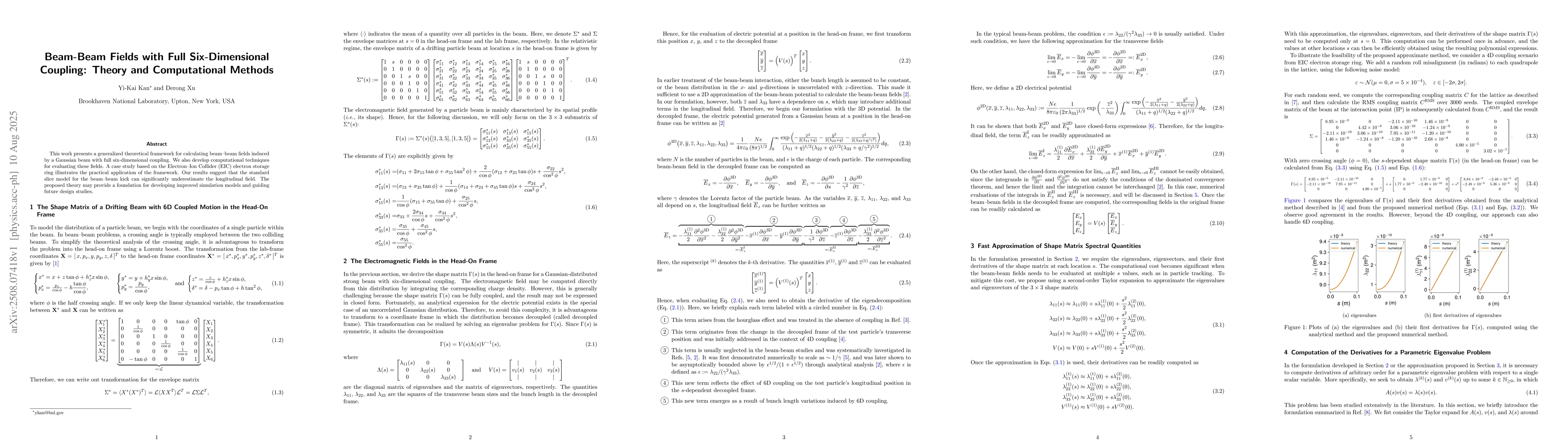 Thumbnail for Beam-Beam Fields with Full Six-Dimensional Coupling: Theory and
  Computational Methods