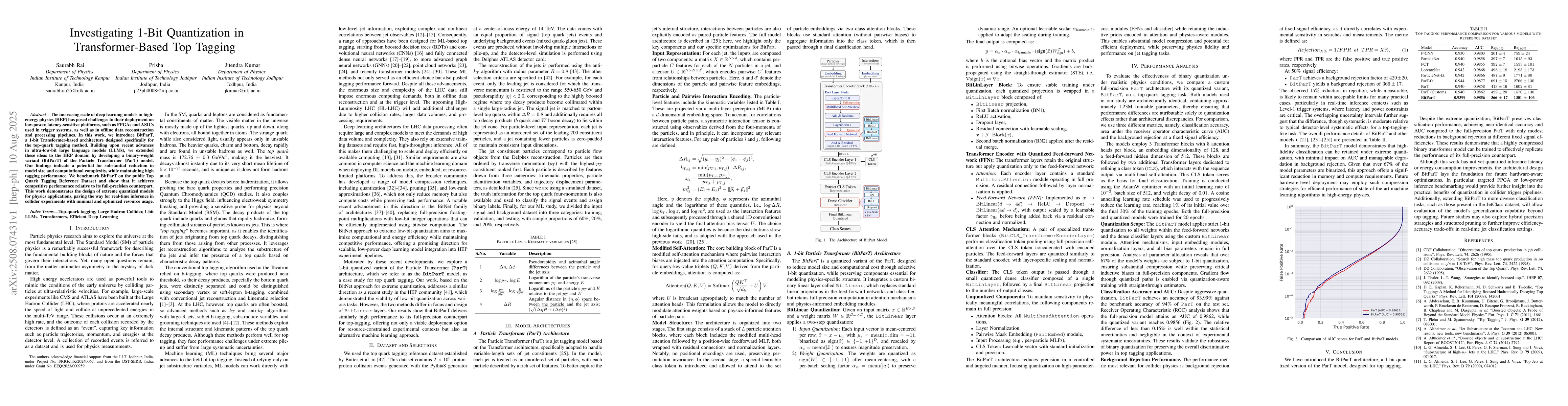 Thumbnail for Investigating 1-Bit Quantization in Transformer-Based Top Tagging