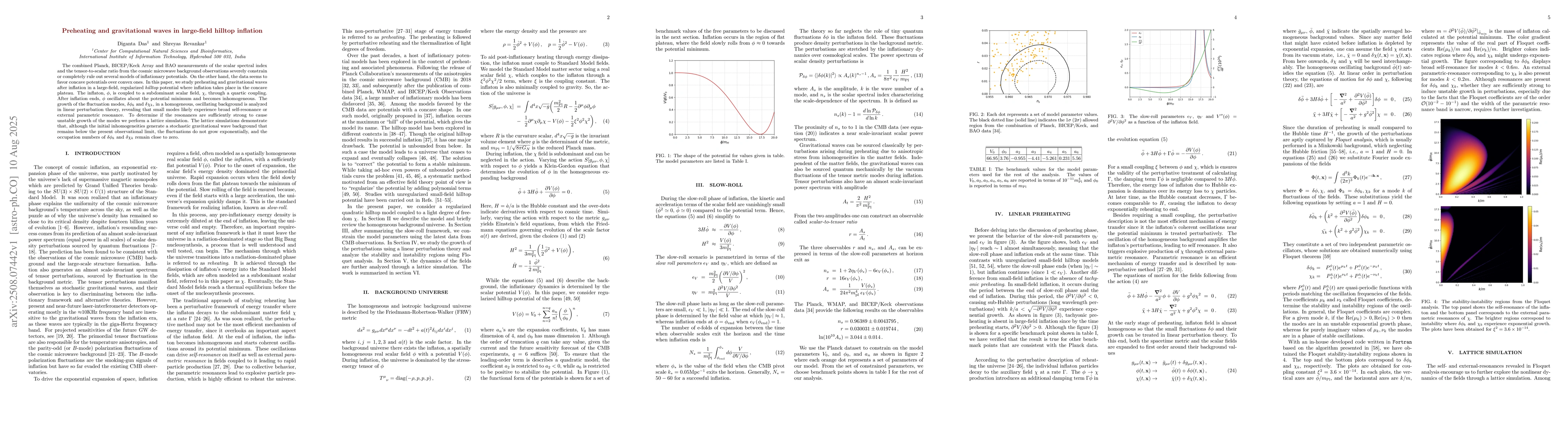 Thumbnail for Preheating and gravitational waves in large-field hilltop inflation