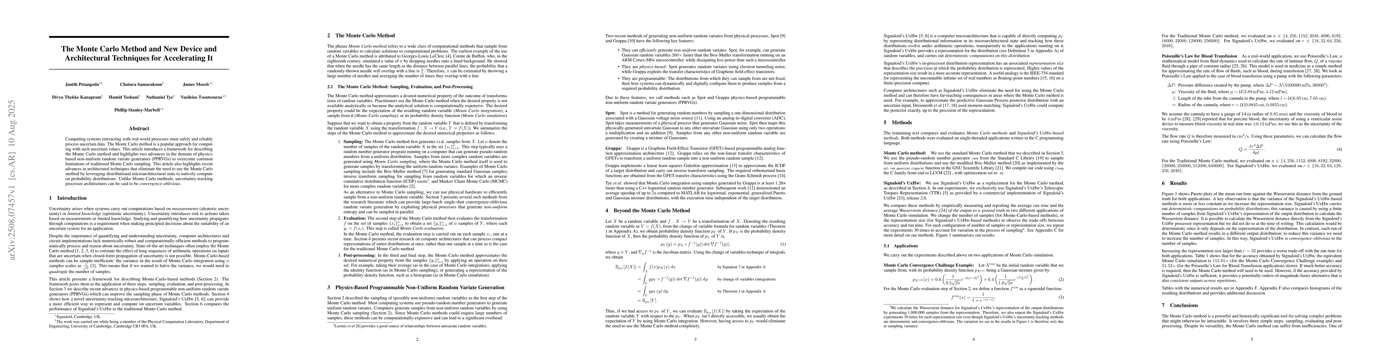 Thumbnail for The Monte Carlo Method and New Device and Architectural Techniques for
  Accelerating It