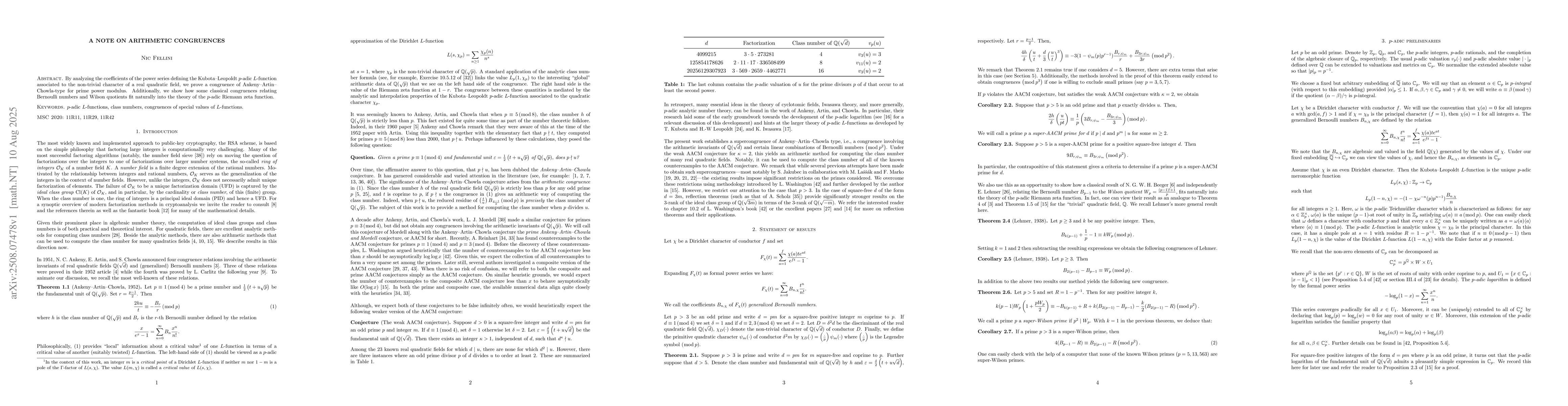 Thumbnail for A note on arithmetic congruences
