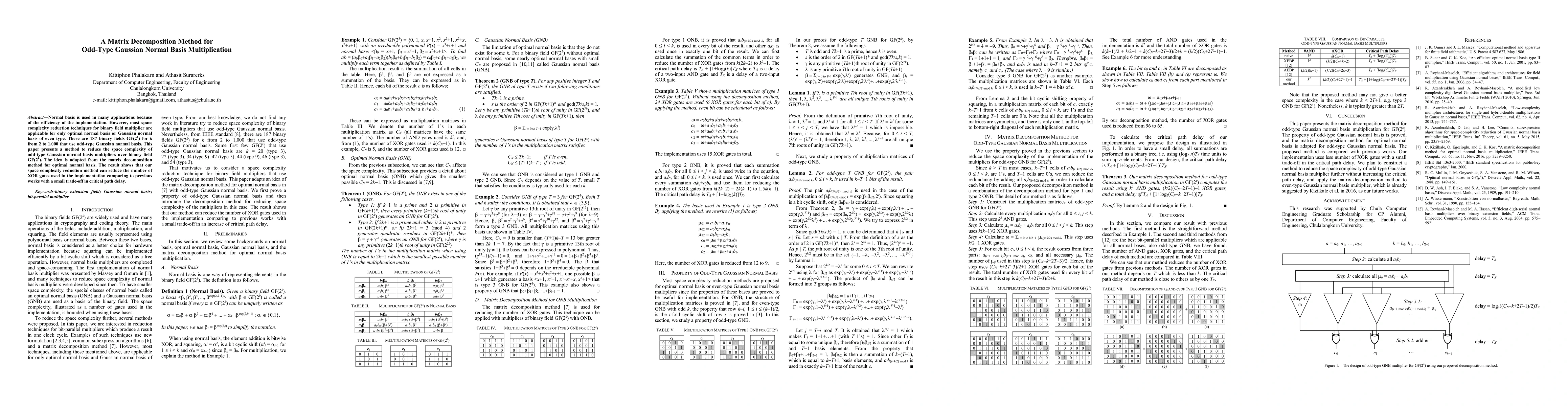 Thumbnail for A Matrix Decomposition Method for Odd-Type Gaussian Normal Basis
  Multiplication