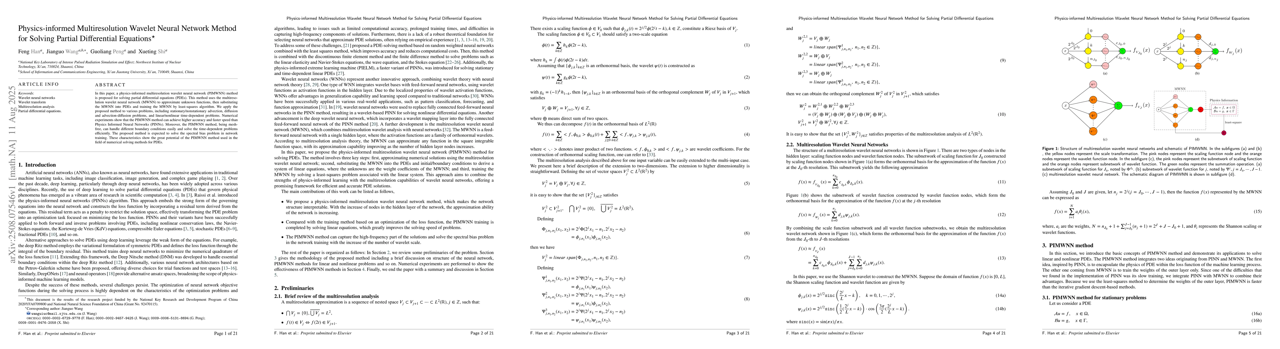 Thumbnail for Physics-informed Multiresolution Wavelet Neural Network Method for
  Solving Partial Differential Equations