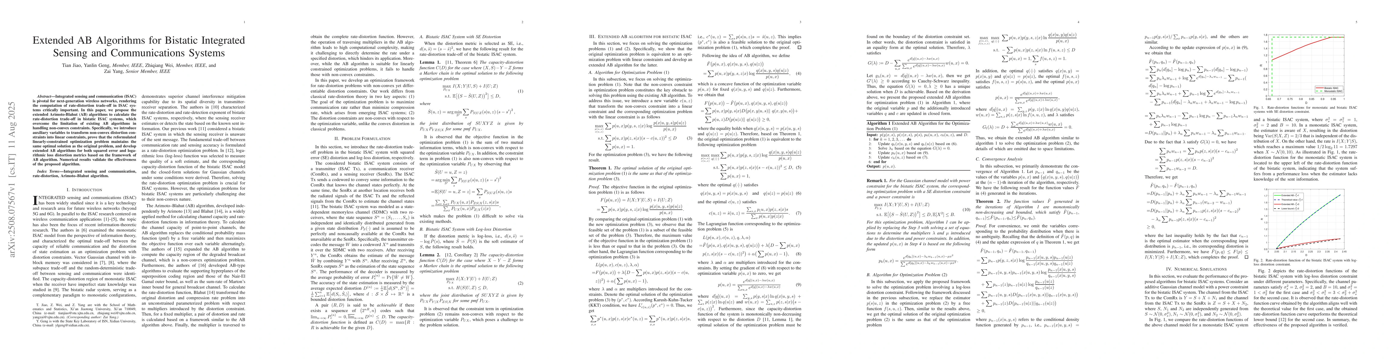Thumbnail for Extended AB Algorithms for Bistatic Integrated Sensing and
  Communications Systems