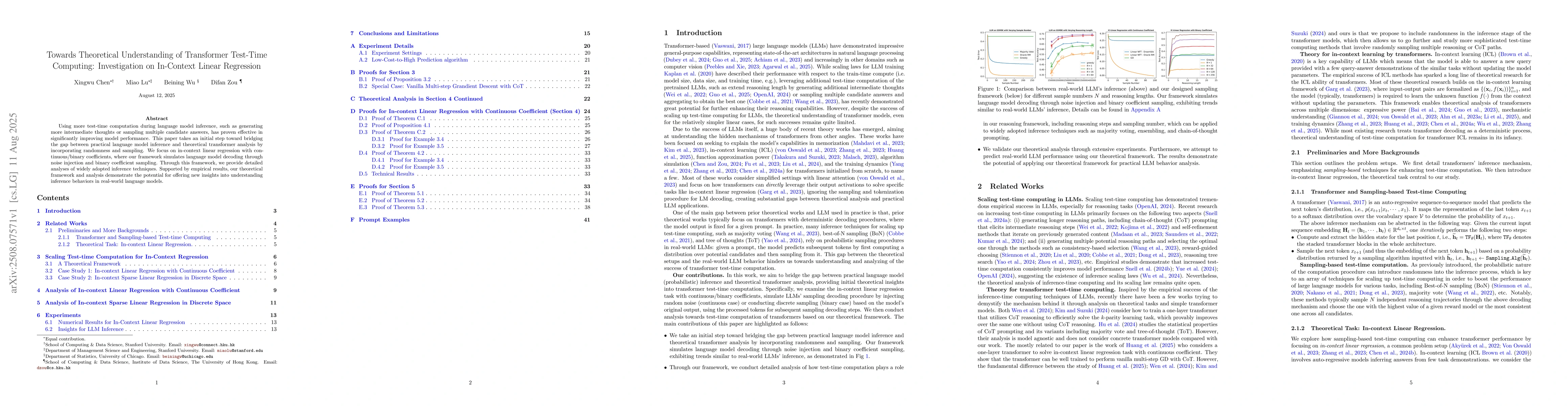 Thumbnail for Towards Theoretical Understanding of Transformer Test-Time Computing:
  Investigation on In-Context Linear Regression