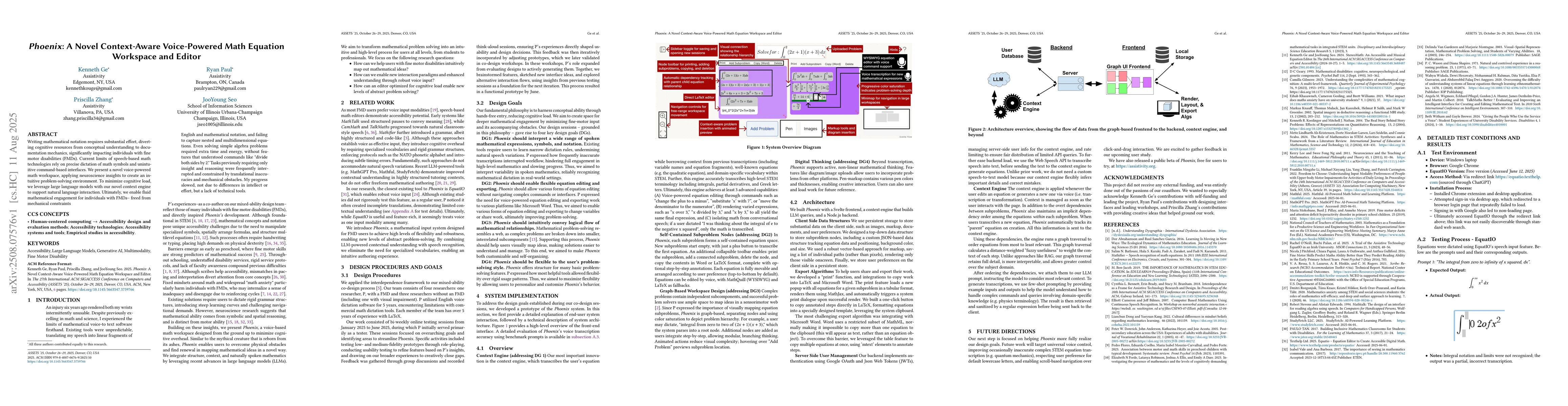 Thumbnail for Phoenix: A Novel Context-Aware Voice-Powered Math Equation Workspace and
  Editor