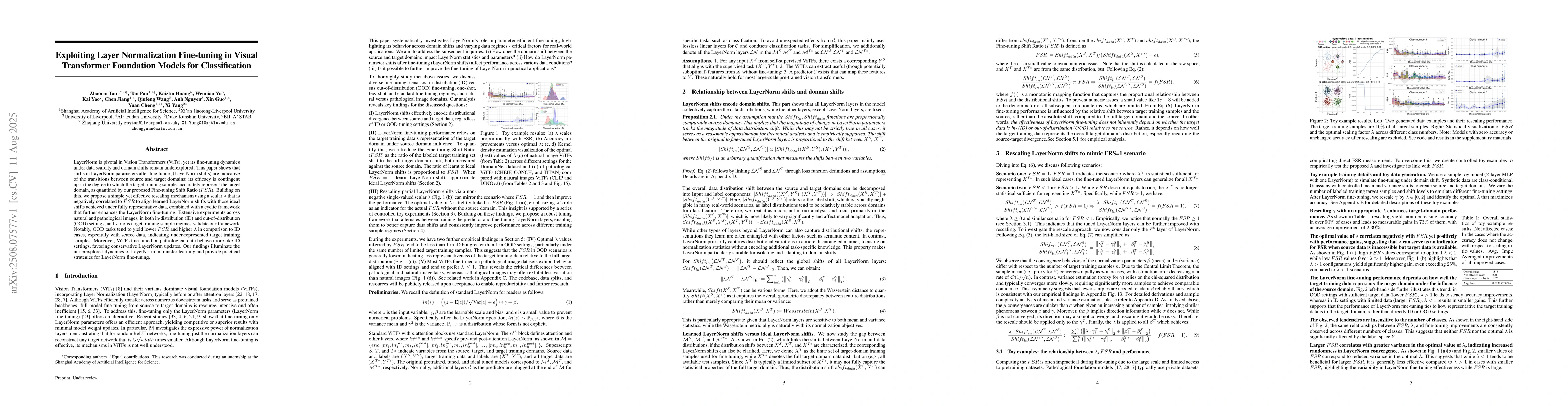 Thumbnail for Exploiting Layer Normalization Fine-tuning in Visual Transformer
  Foundation Models for Classification