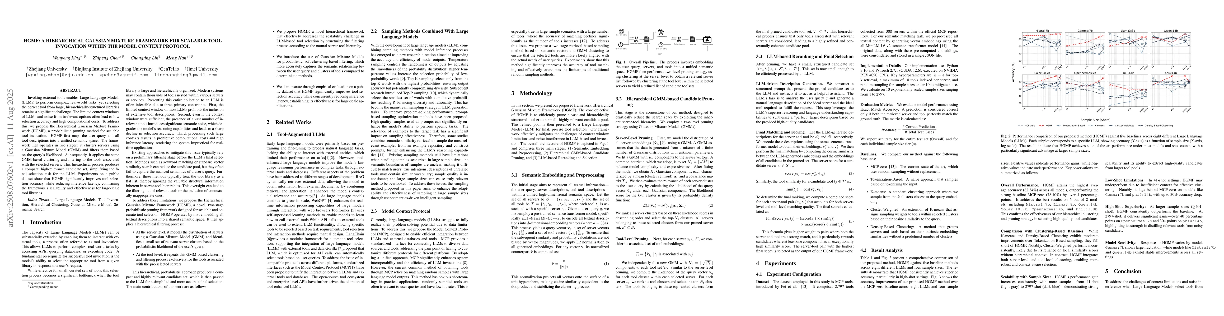Thumbnail for HGMF: A Hierarchical Gaussian Mixture Framework for Scalable Tool
  Invocation within the Model Context Protocol
