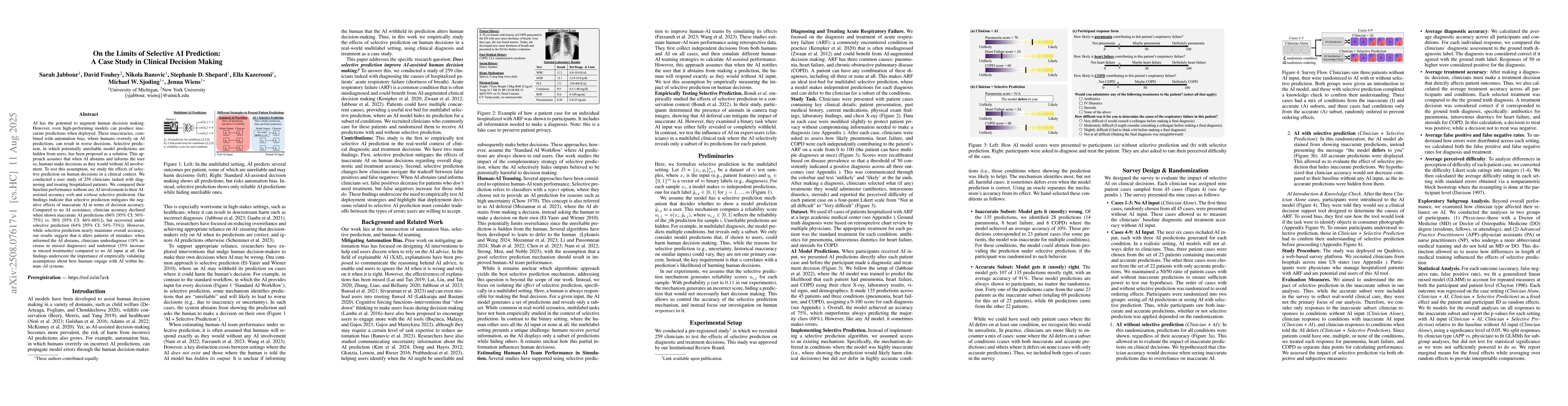 Thumbnail for On the Limits of Selective AI Prediction: A Case Study in Clinical
  Decision Making
