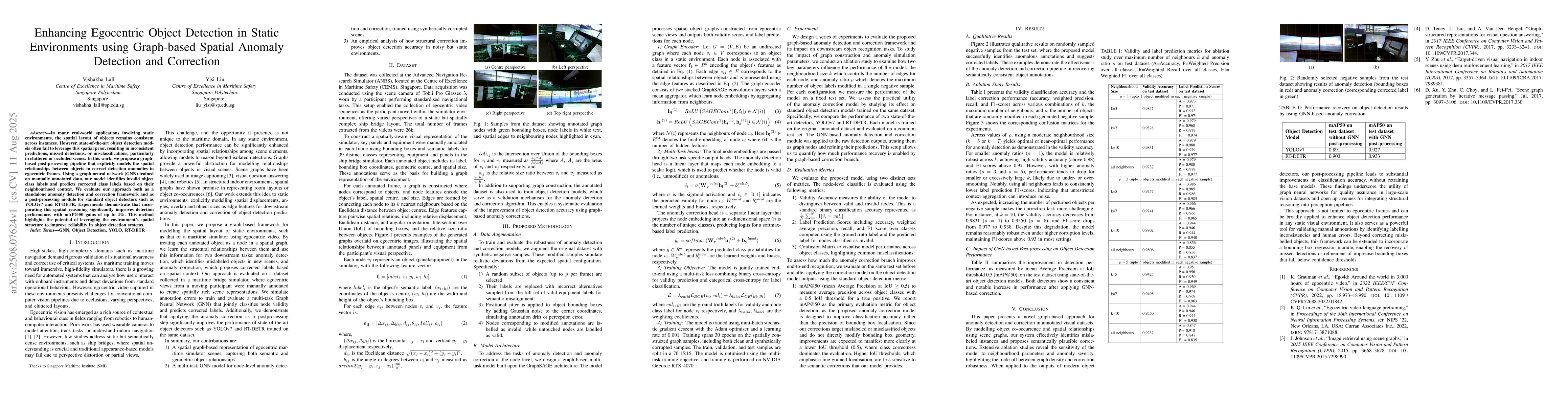 Thumbnail for Enhancing Egocentric Object Detection in Static Environments using
  Graph-based Spatial Anomaly Detection and Correction