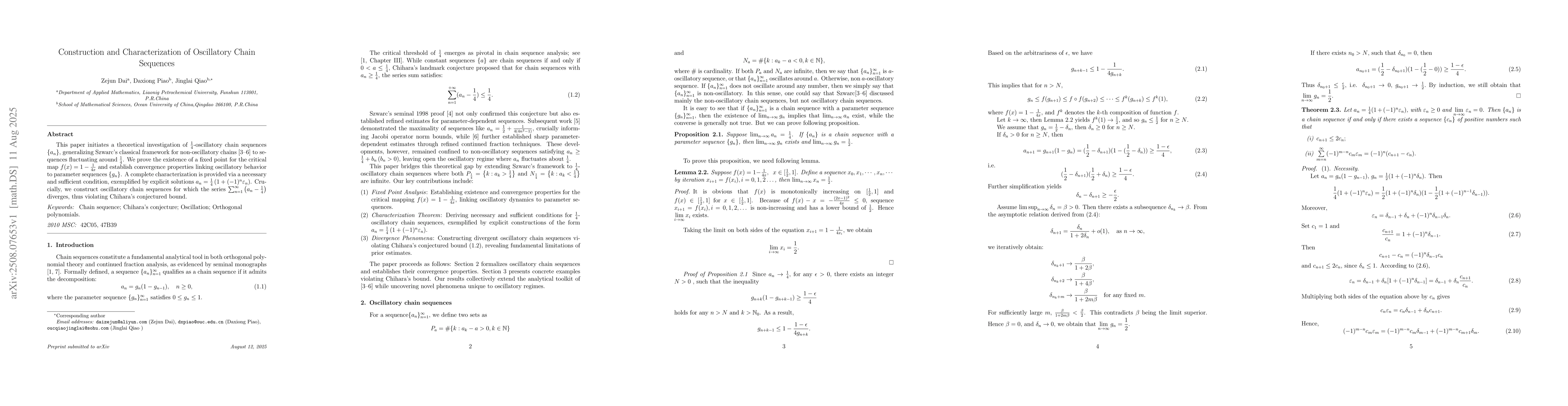 Thumbnail for Construction and Characterization of Oscillatory Chain Sequences