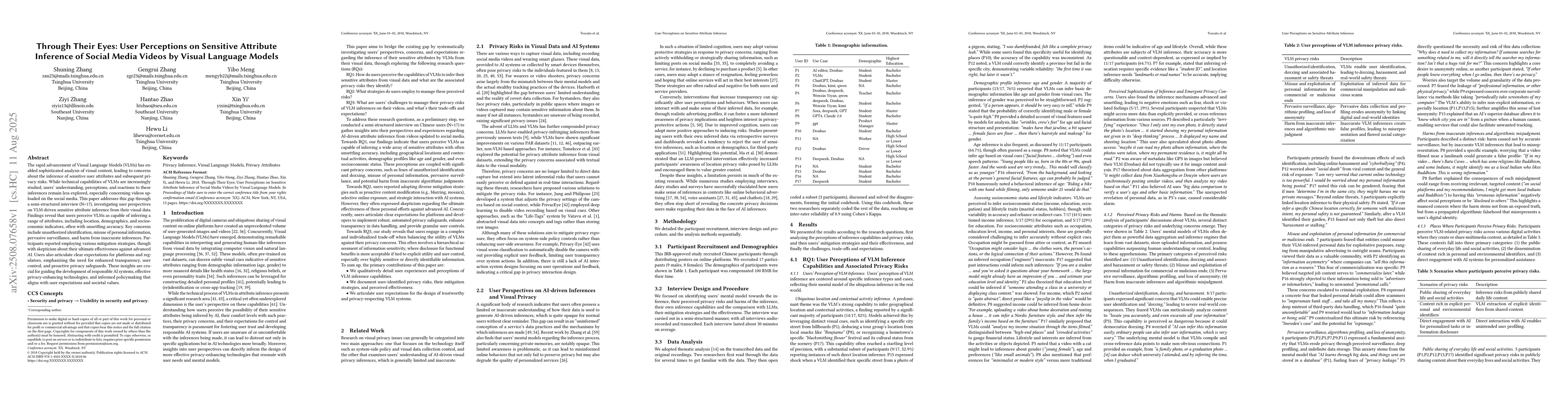 Thumbnail for Through Their Eyes: User Perceptions on Sensitive Attribute Inference of
  Social Media Videos by Visual Language Models