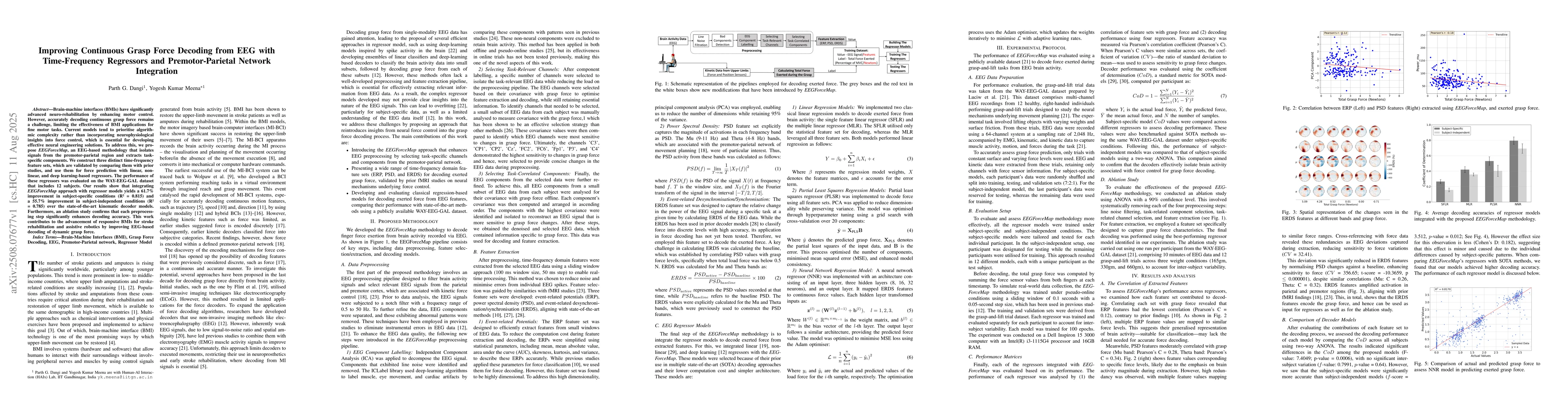 Thumbnail for Improving Continuous Grasp Force Decoding from EEG with Time-Frequency
  Regressors and Premotor-Parietal Network Integration