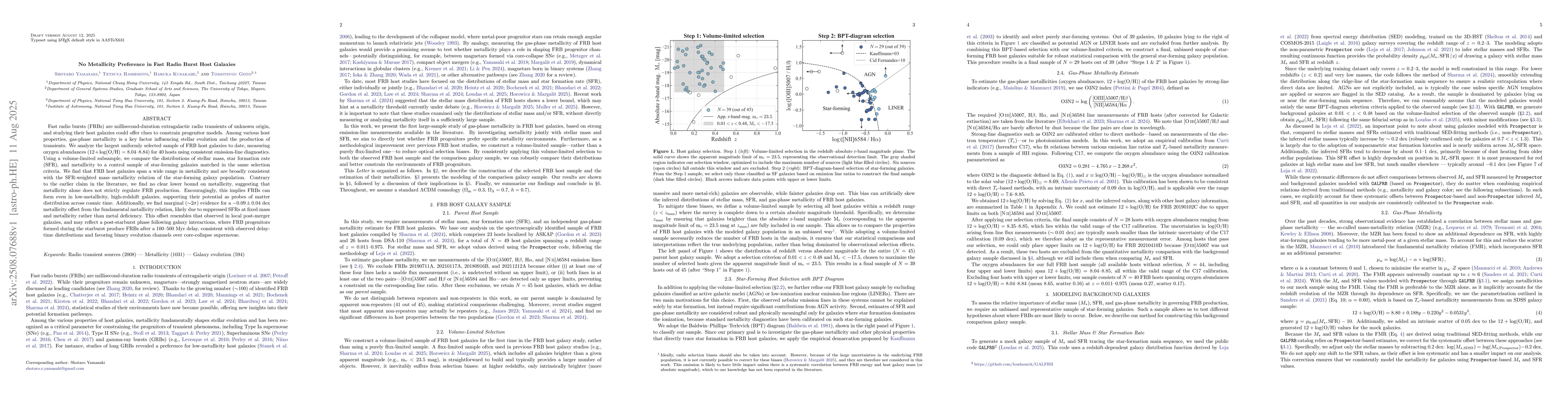 Thumbnail for No Metallicity Preference in Fast Radio Burst Host Galaxies