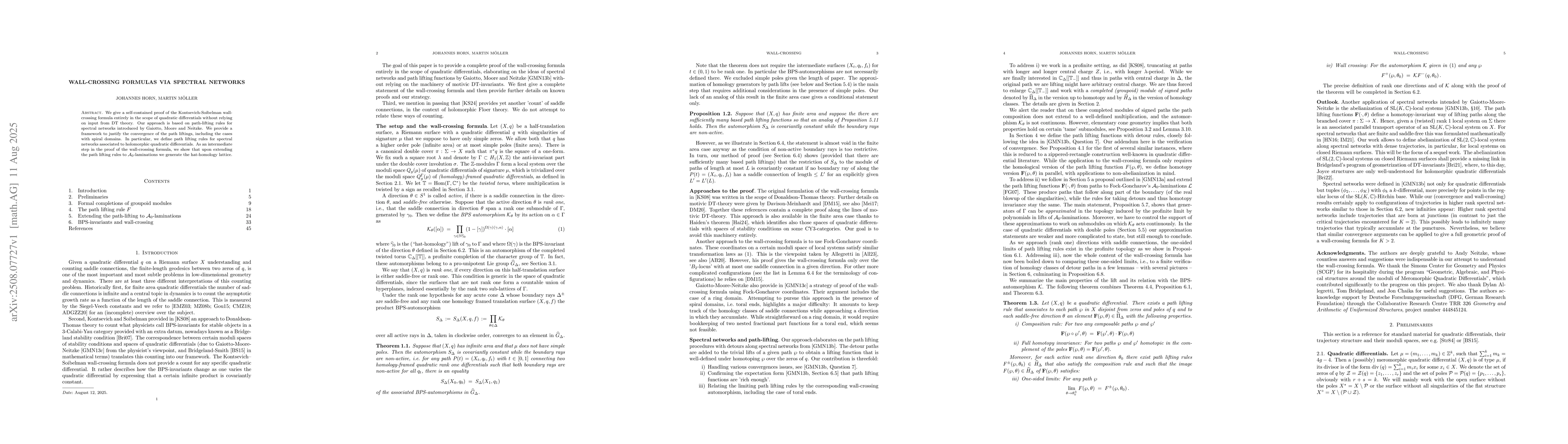 Thumbnail for Wall-crossing formulas via spectral networks
