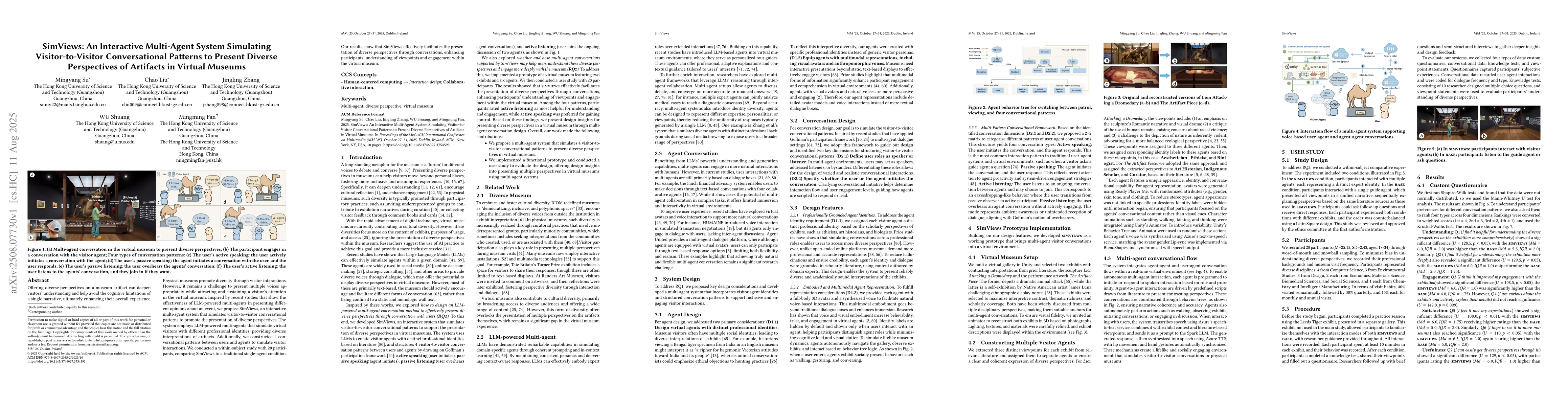 Thumbnail for SimViews: An Interactive Multi-Agent System Simulating
  Visitor-to-Visitor Conversational Patterns to Present Diverse Perspectives of
  Artifacts in Virtual Museums