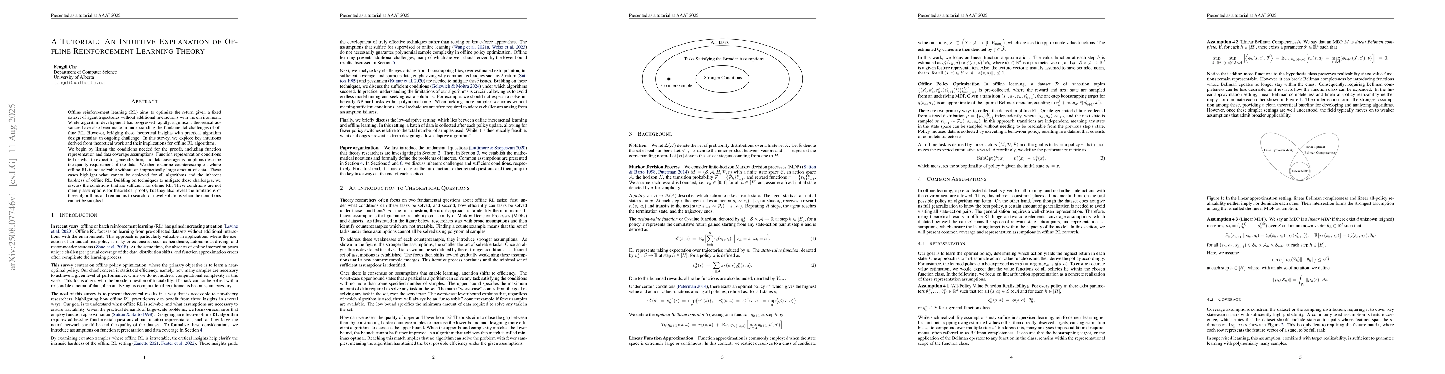 Thumbnail for A Tutorial: An Intuitive Explanation of Offline Reinforcement Learning
  Theory