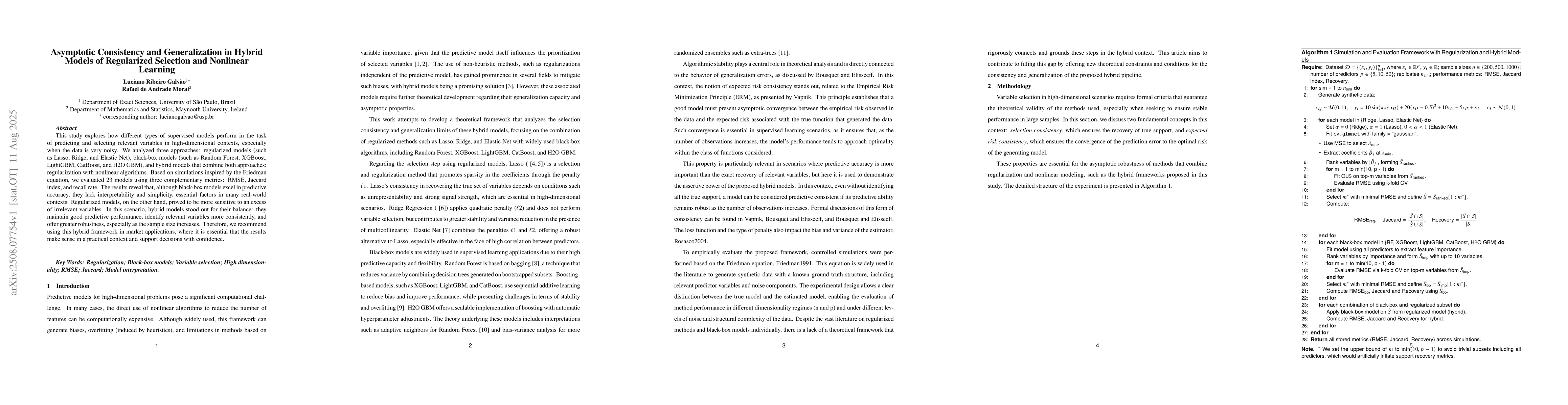 Thumbnail for Asymptotic Consistency and Generalization in Hybrid Models of
  Regularized Selection and Nonlinear Learning