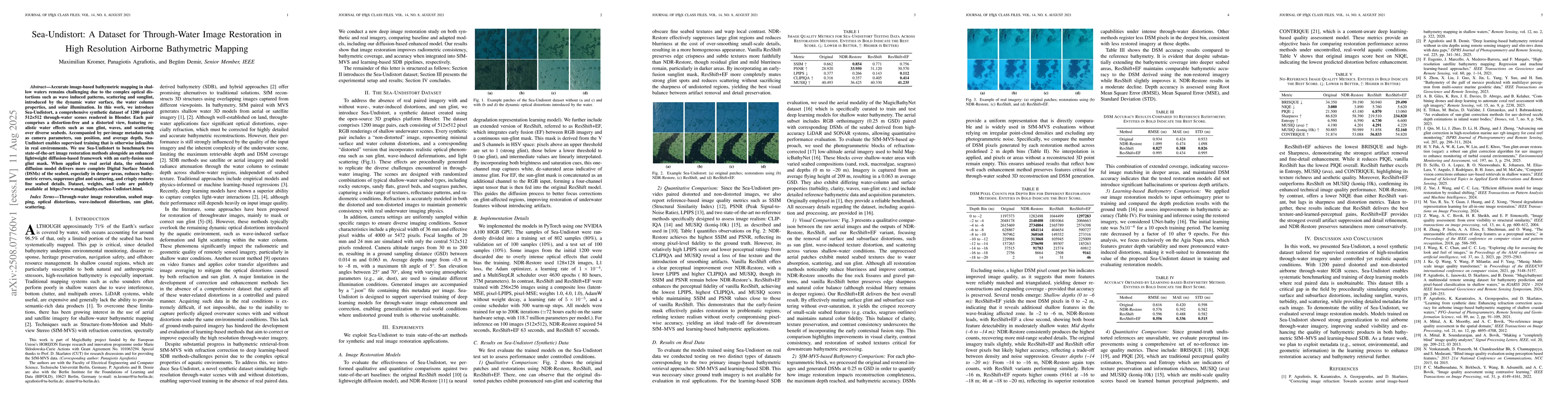 Thumbnail for Sea-Undistort: A Dataset for Through-Water Image Restoration in High
  Resolution Airborne Bathymetric Mapping
