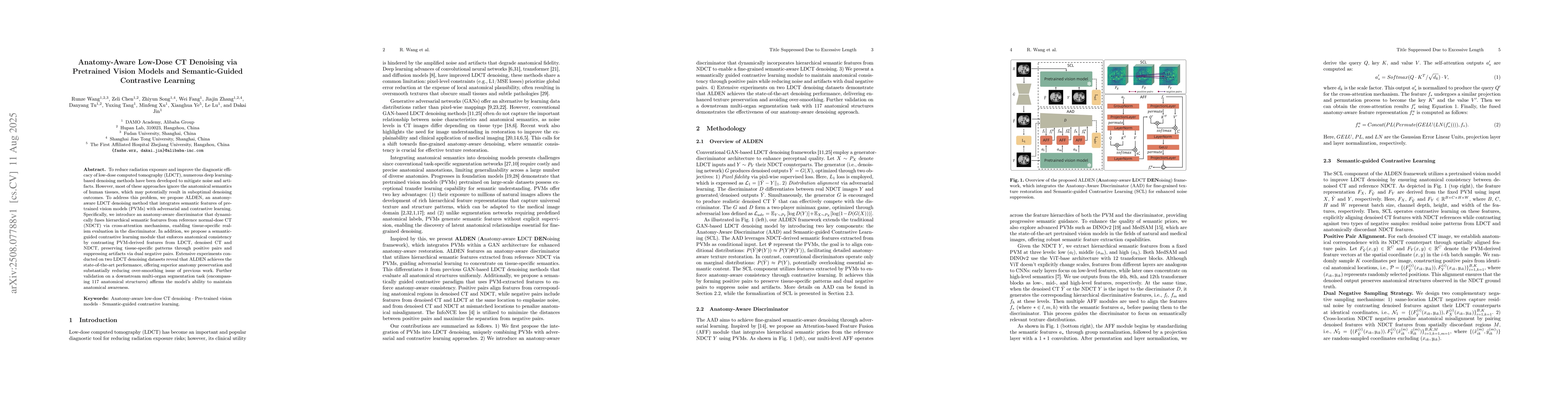 Thumbnail for Anatomy-Aware Low-Dose CT Denoising via Pretrained Vision Models and
  Semantic-Guided Contrastive Learning