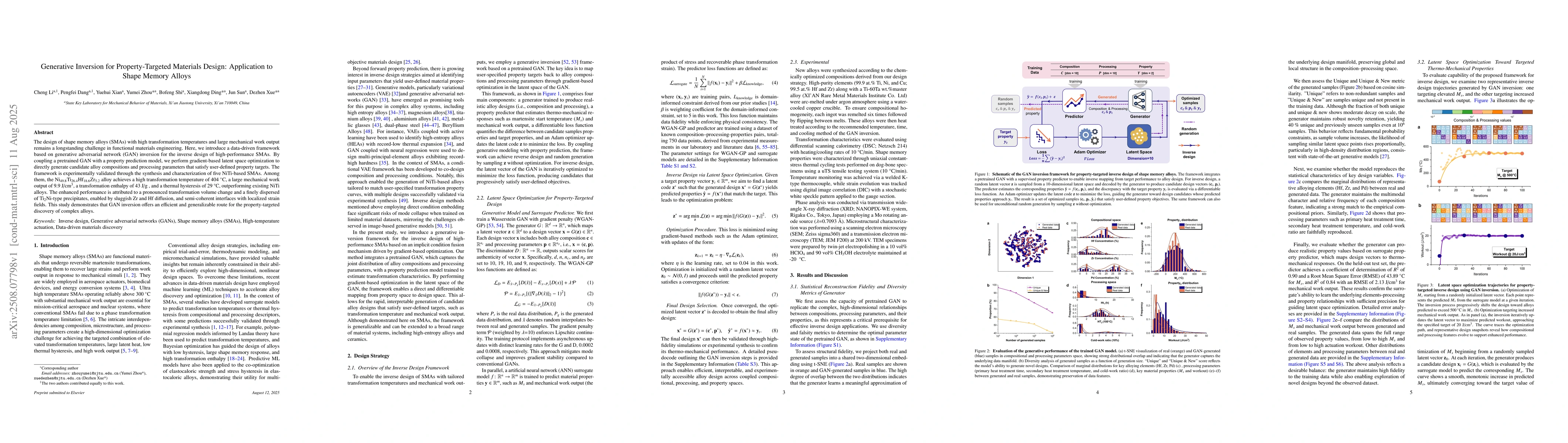 Thumbnail for Generative Inversion for Property-Targeted Materials Design: Application
  to Shape Memory Alloys