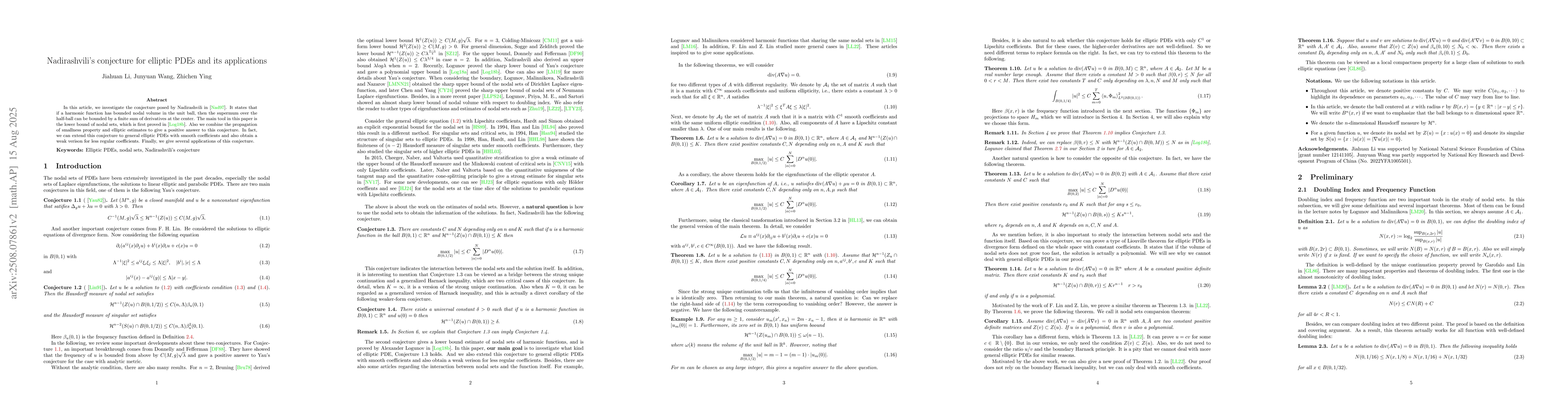 Thumbnail for Nadirashvili' Conjecture for Elliptic PDEs and its Applications