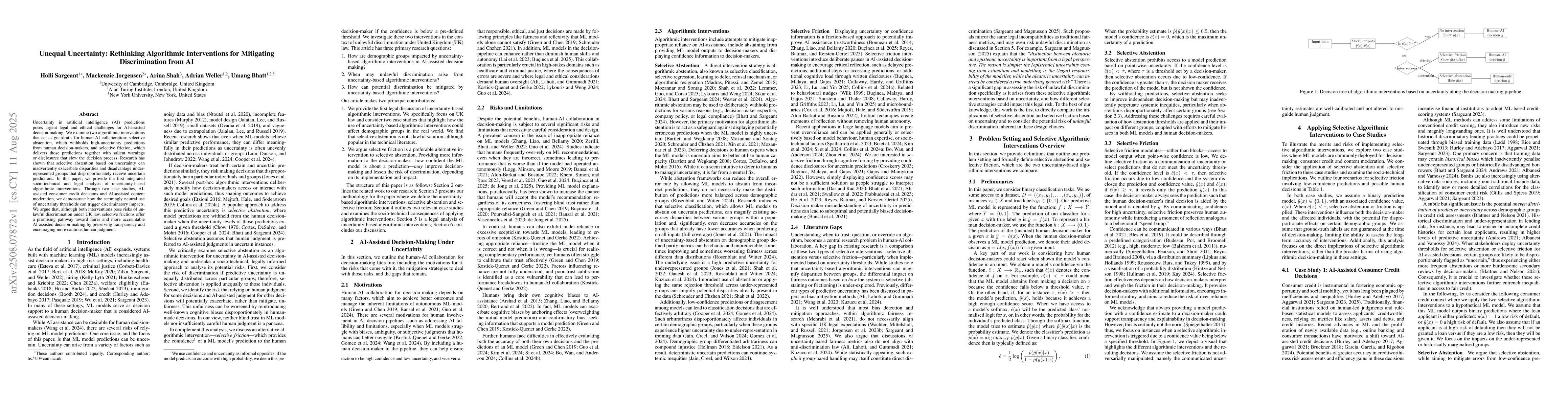 Thumbnail for Unequal Uncertainty: Rethinking Algorithmic Interventions for Mitigating
  Discrimination from AI
