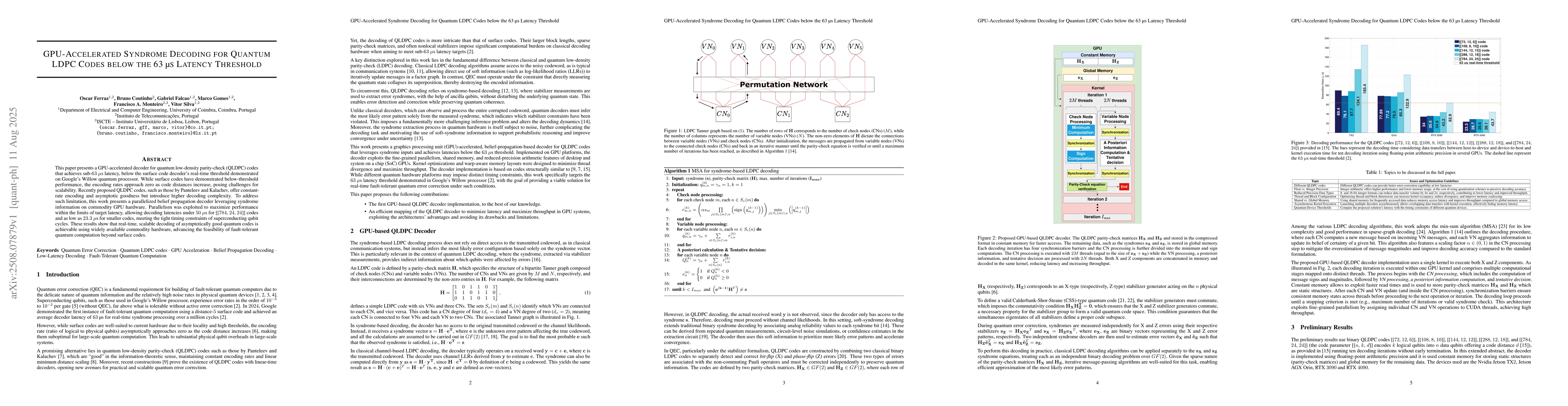Thumbnail for GPU-Accelerated Syndrome Decoding for Quantum LDPC Codes below the 63
  $μ$s Latency Threshold