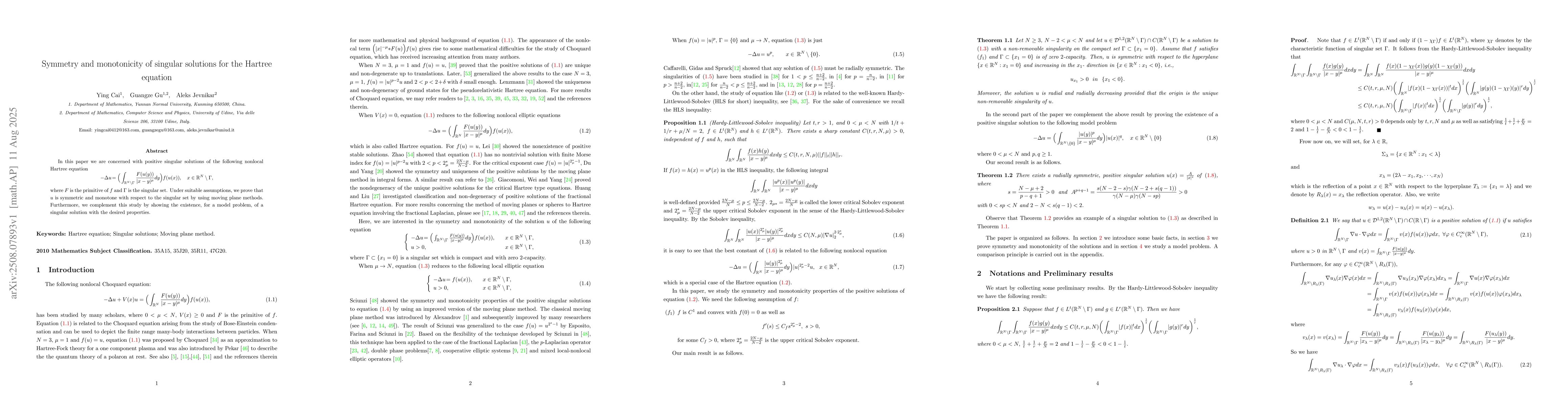 Thumbnail for Symmetry and monotonicity of singular solutions for the Hartree equation