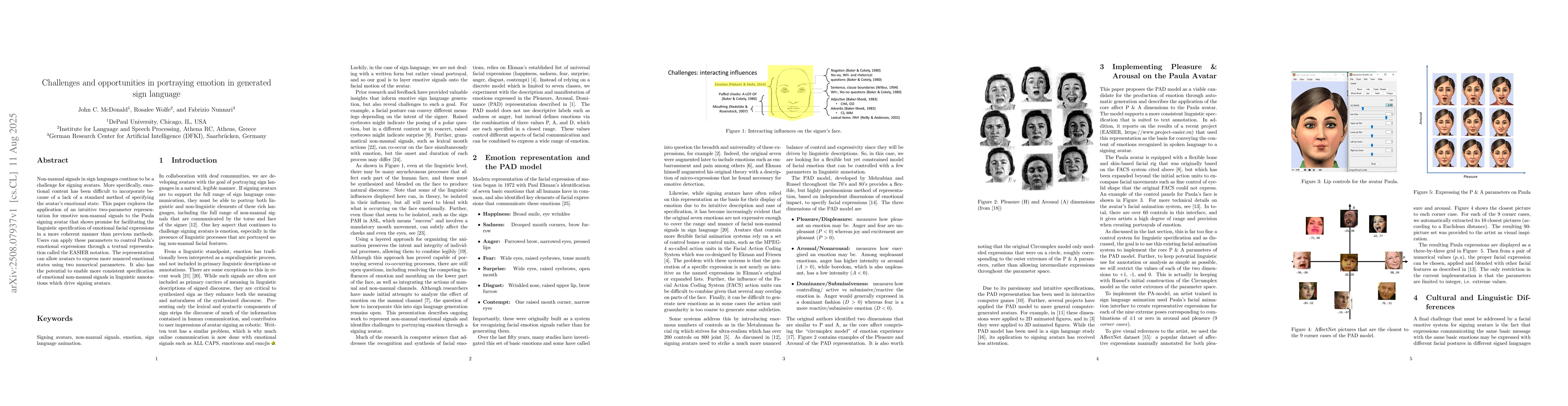 Thumbnail for Challenges and opportunities in portraying emotion in generated sign
  language