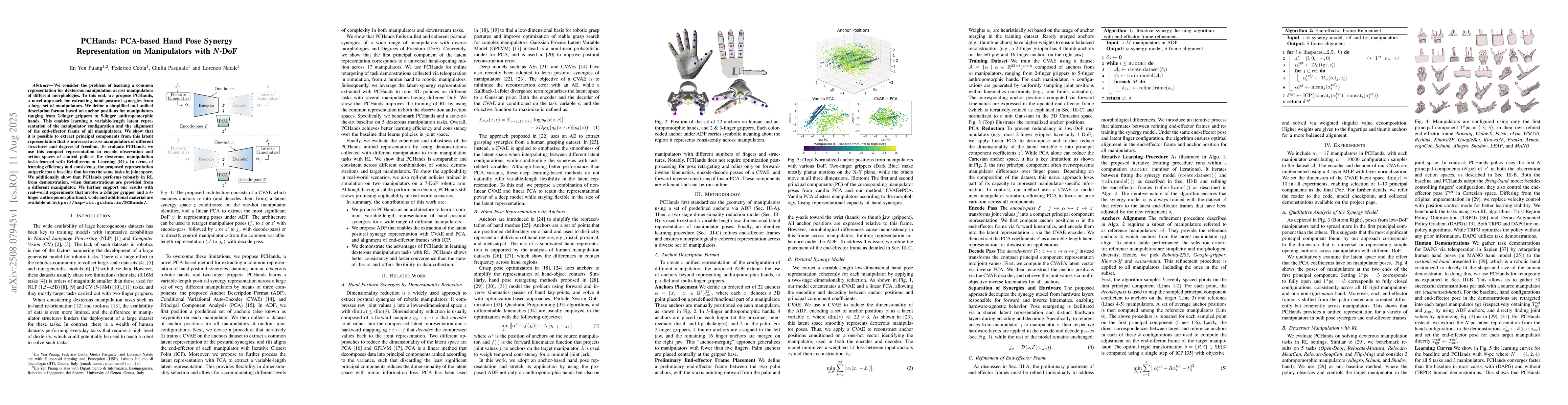 Thumbnail for PCHands: PCA-based Hand Pose Synergy Representation on Manipulators with
  N-DoF