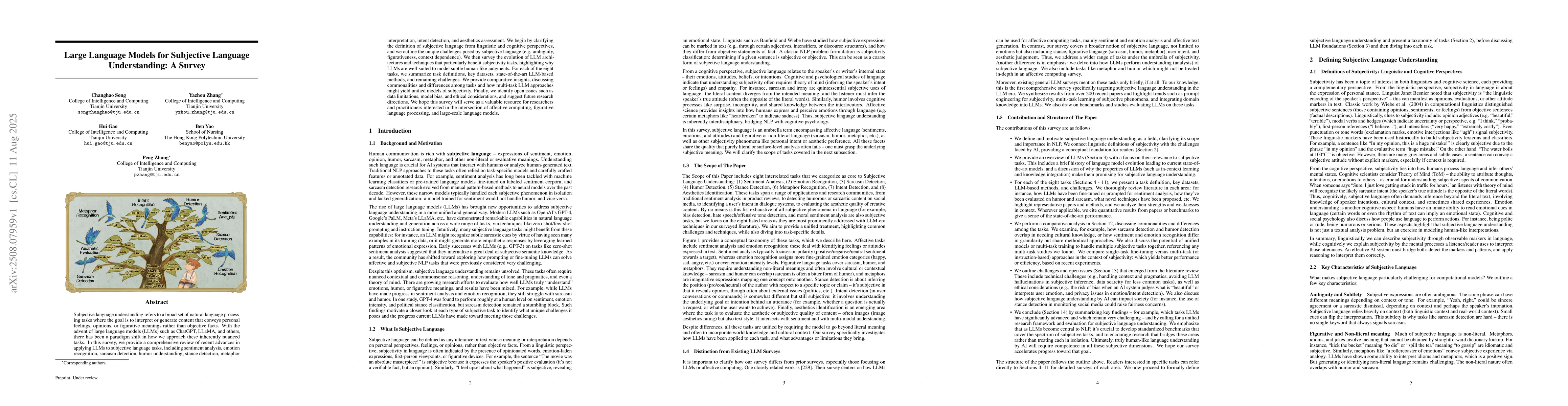 Thumbnail for Large Language Models for Subjective Language Understanding: A Survey