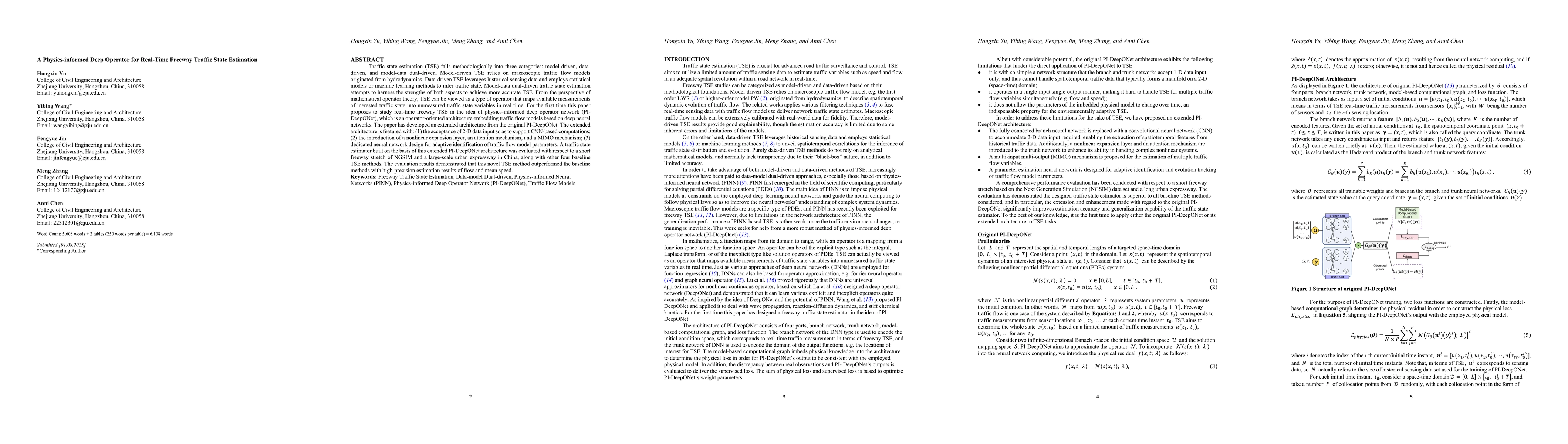 Thumbnail for A Physics-informed Deep Operator for Real-Time Freeway Traffic State
  Estimation