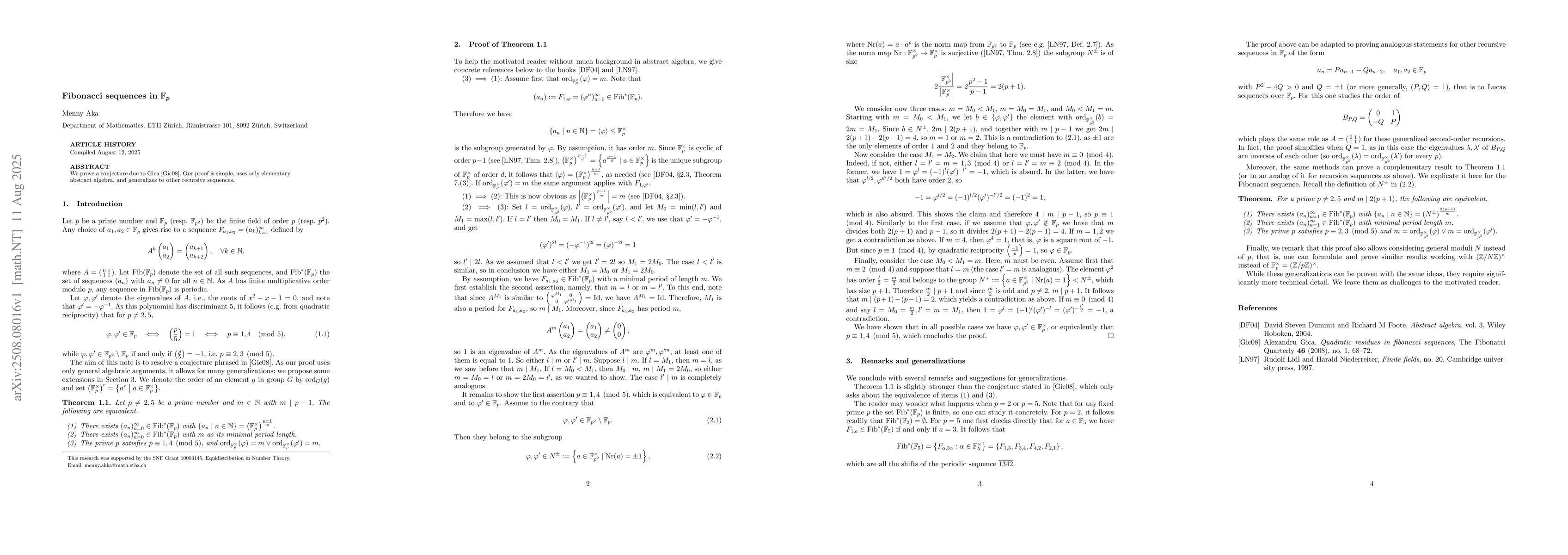 Thumbnail for Fibonacci sequences in $\mathbb F_p$