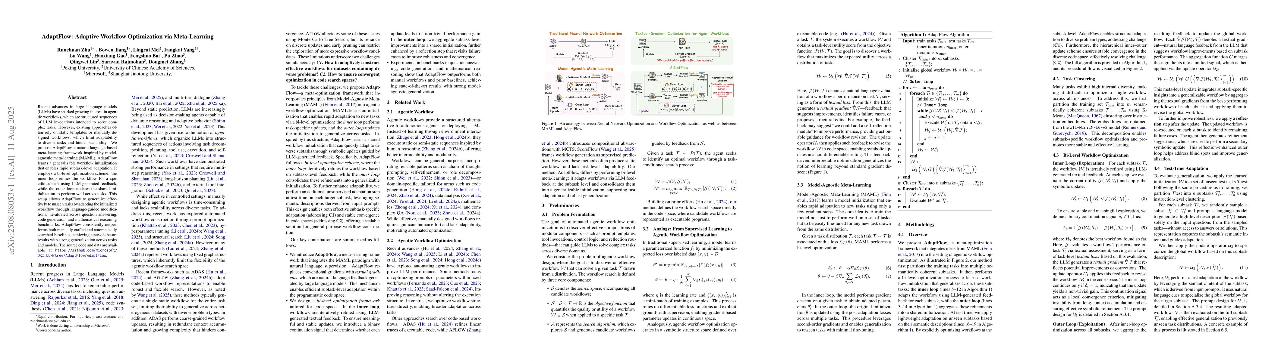Thumbnail for AdaptFlow: Adaptive Workflow Optimization via Meta-Learning