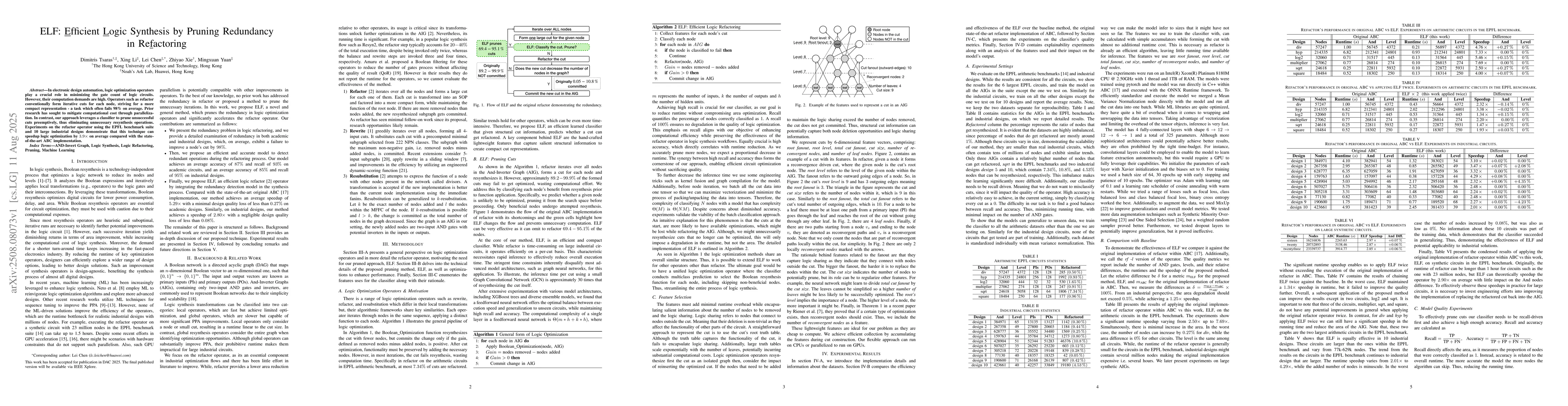 Thumbnail for ELF: Efficient Logic Synthesis by Pruning Redundancy in Refactoring