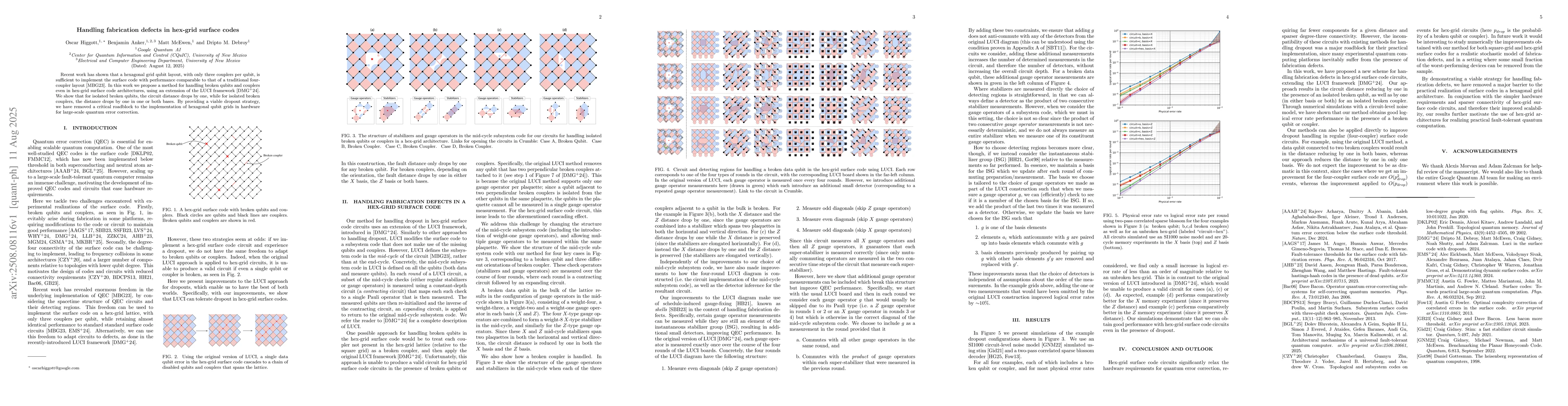Thumbnail for Handling fabrication defects in hex-grid surface codes