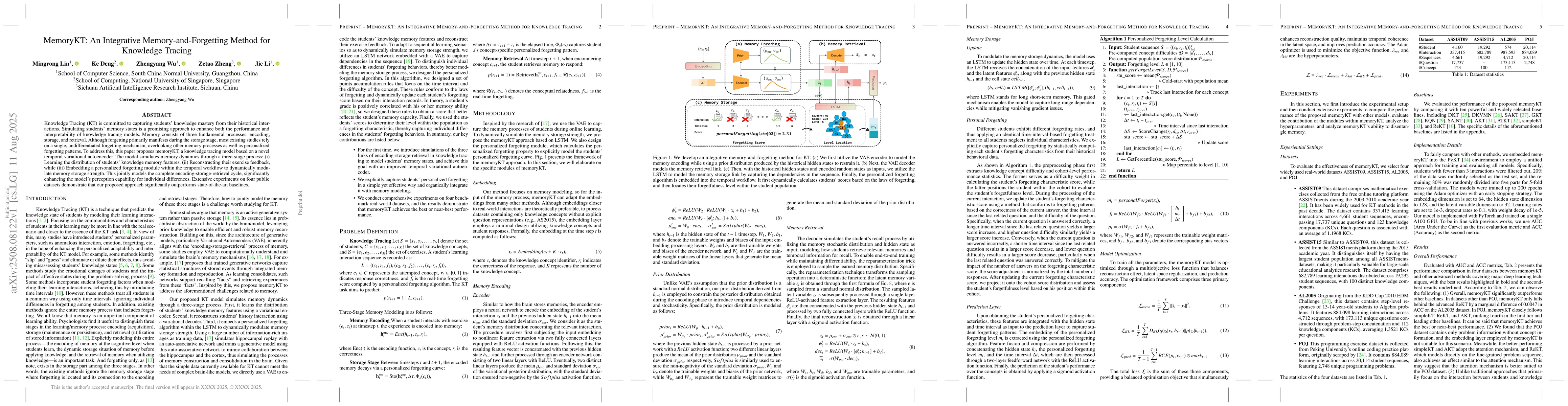 Thumbnail for MemoryKT: An Integrative Memory-and-Forgetting Method for Knowledge
  Tracing