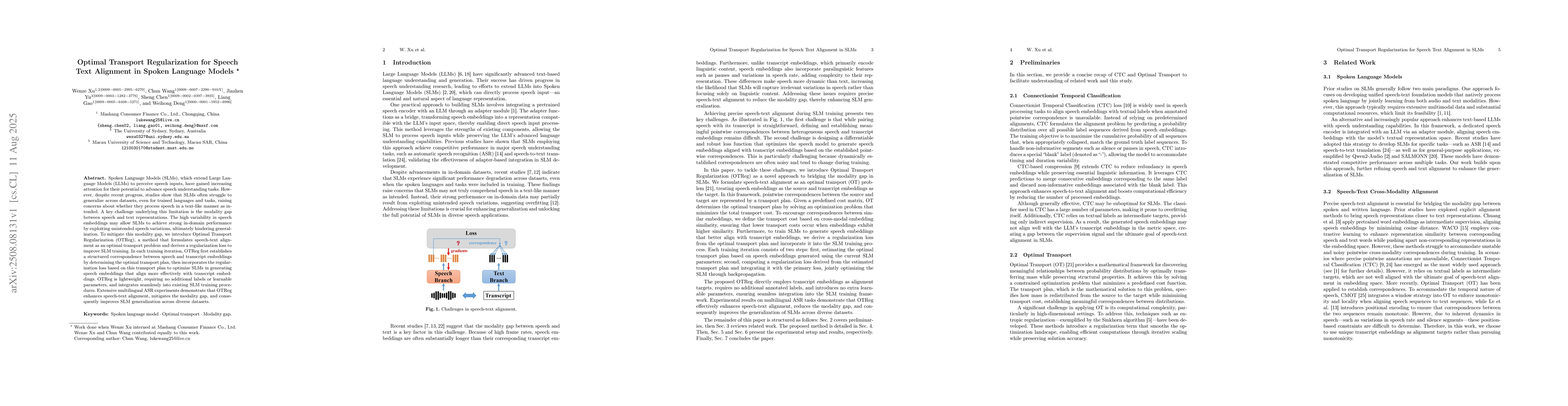 Thumbnail for Optimal Transport Regularization for Speech Text Alignment in Spoken
  Language Models