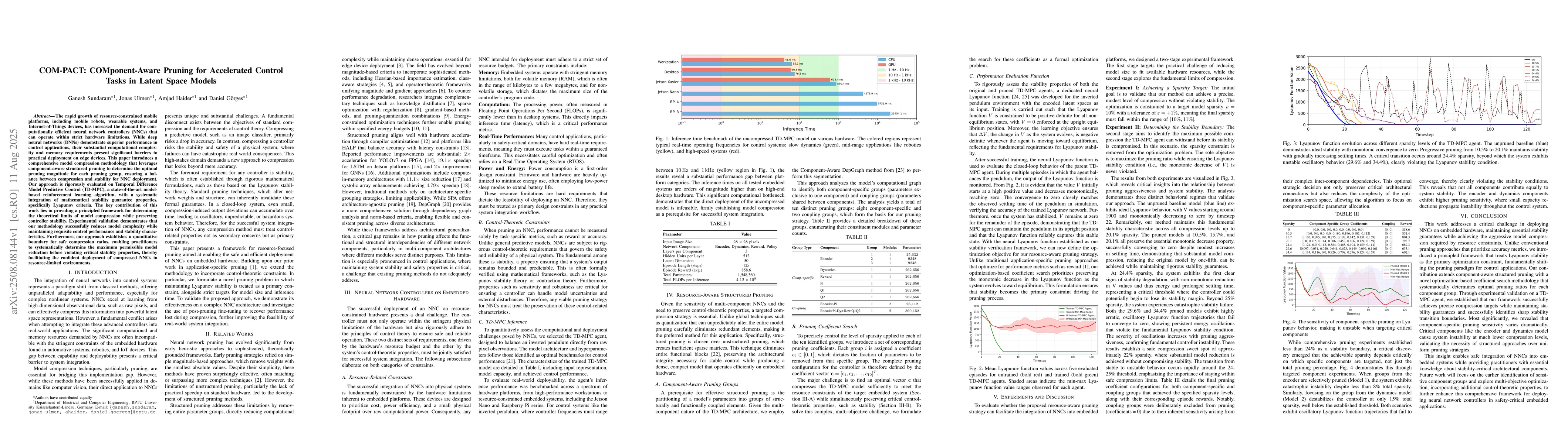 Thumbnail for COMponent-Aware Pruning for Accelerated Control Tasks in Latent Space
  Models