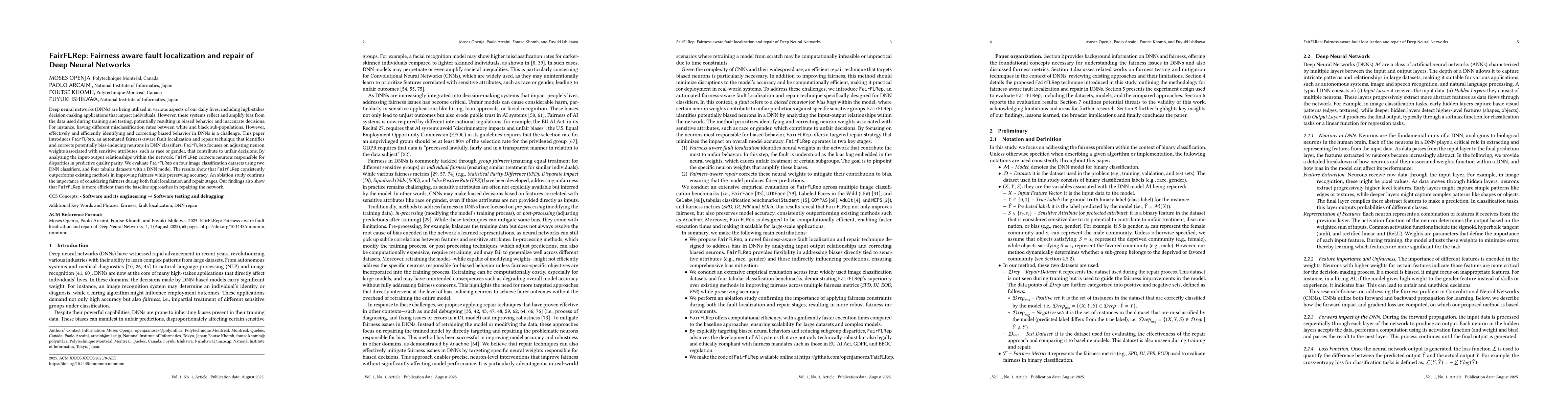 Thumbnail for FairFLRep: Fairness aware fault localization and repair of Deep Neural
  Networks