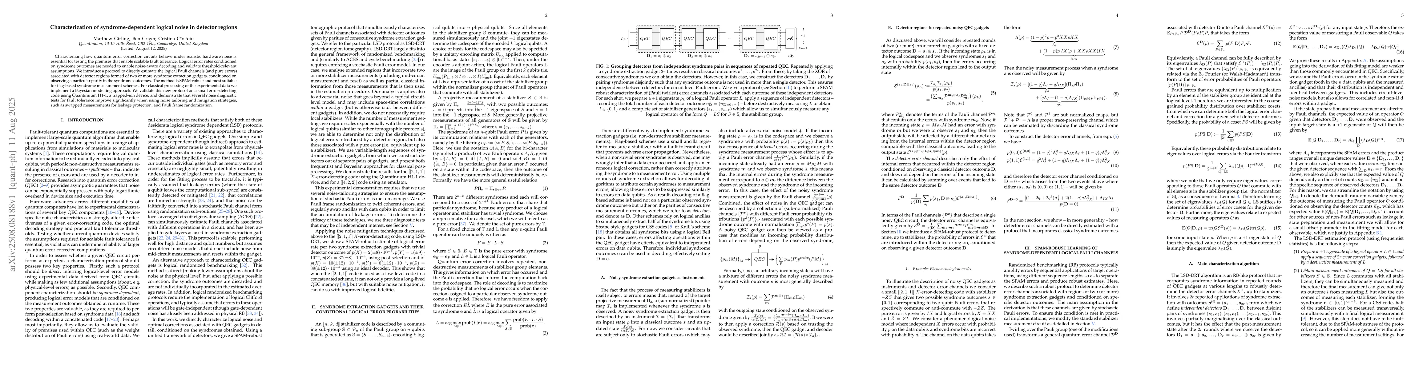 Thumbnail for Characterization of syndrome-dependent logical noise in detector regions