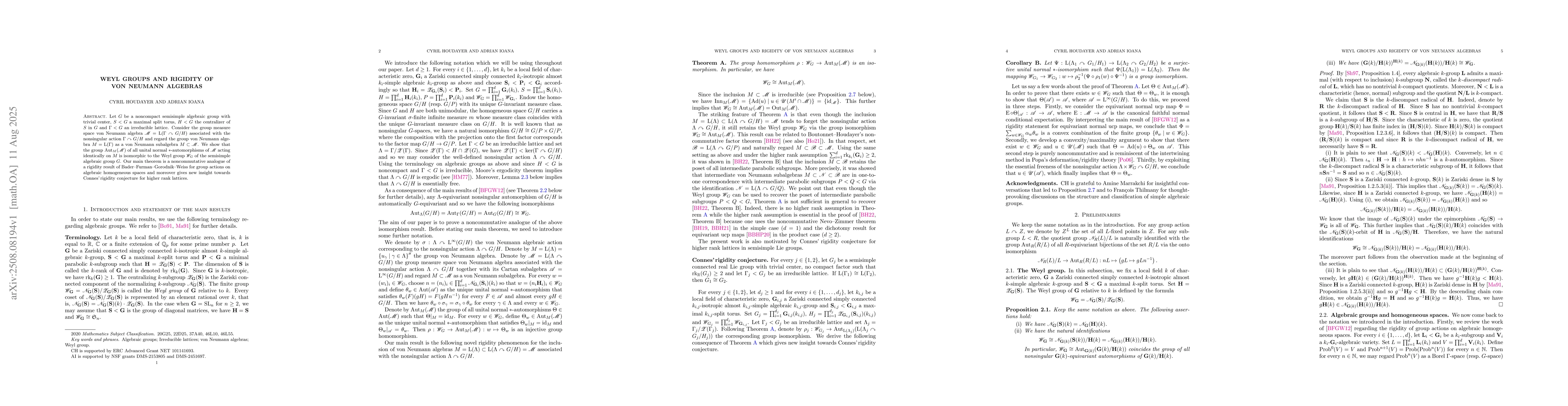 Thumbnail for Weyl groups and rigidity of von Neumann algebras