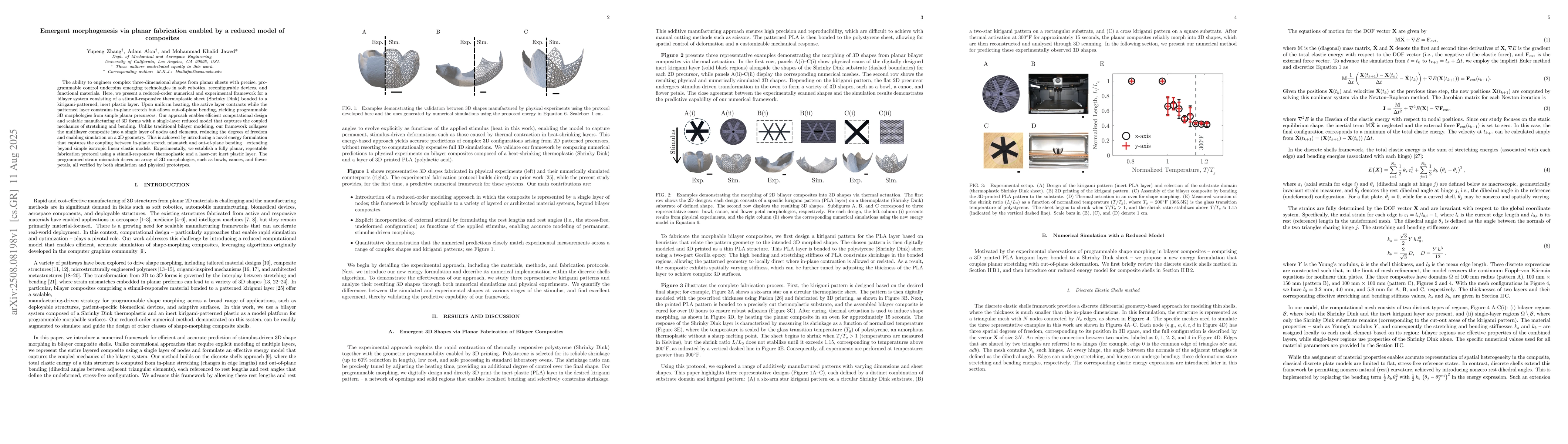 Thumbnail for Emergent morphogenesis via planar fabrication enabled by a reduced model
  of composites