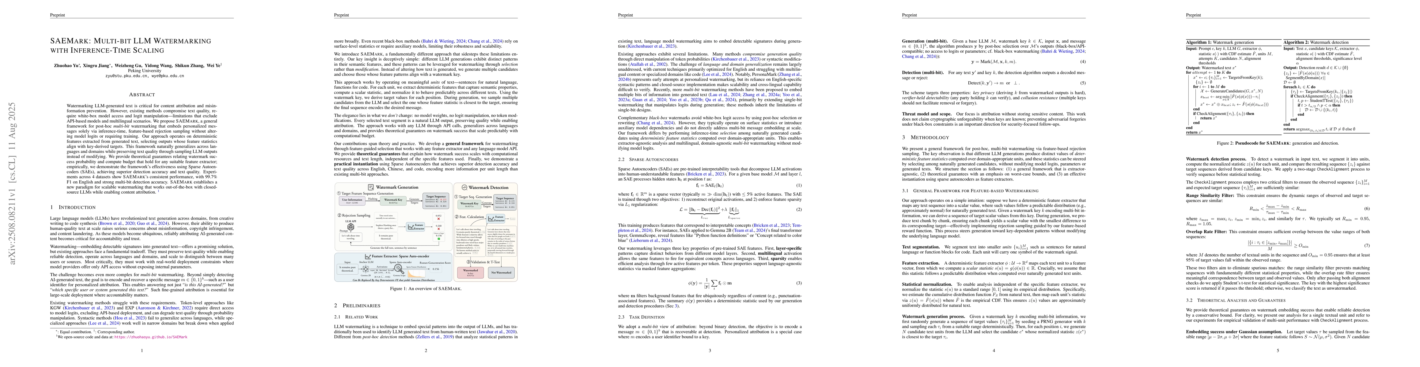 Thumbnail for SAEMark: Multi-bit LLM Watermarking with Inference-Time Scaling