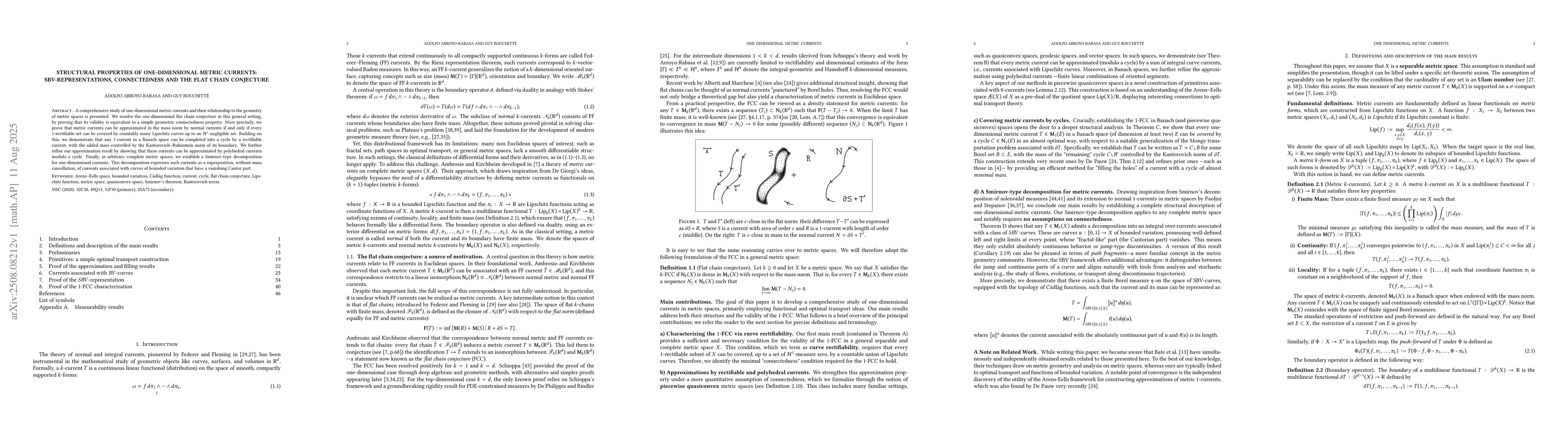 Thumbnail for Structural properties of one-dimensional metric currents:
  SBV-representations, connectedness and the flat chain conjecture