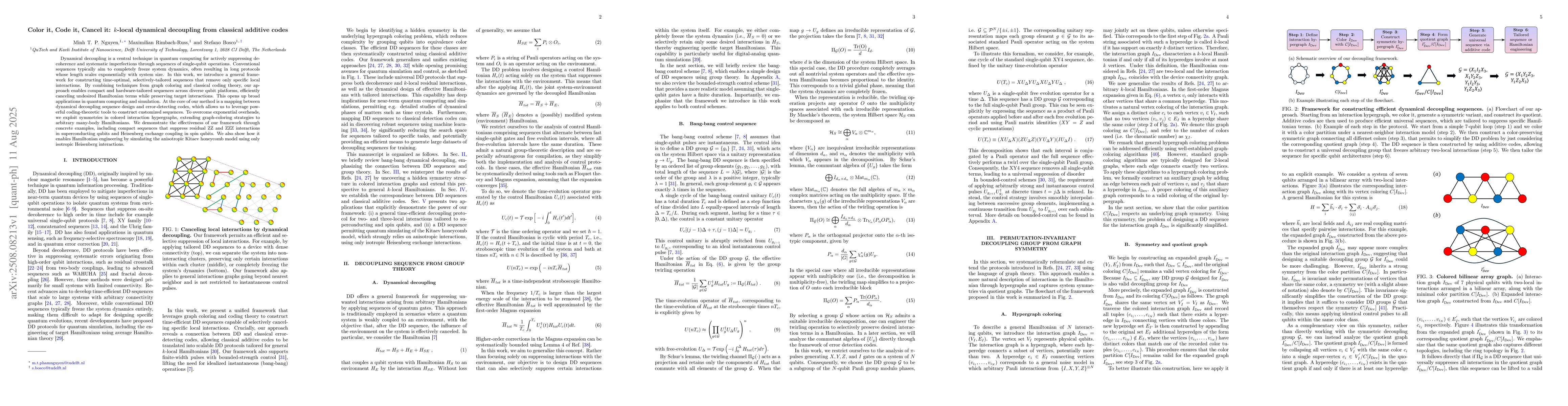Thumbnail for Color it, Code it, Cancel it: k-local dynamical decoupling from
  classical additive codes